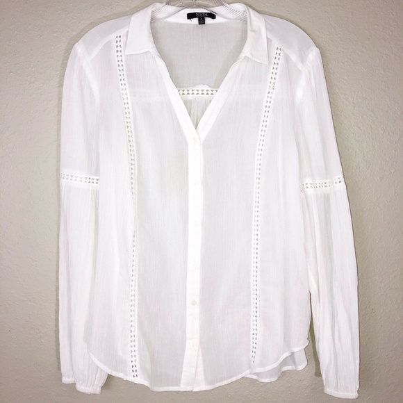 NYDJ Tops - White Cotton Peasant Boho Top NYDJ Small